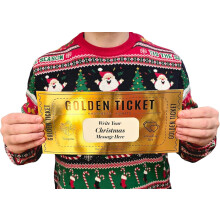 5 Large Size Golden Ticket - Big Gold Personalised Secret Santa Gift Card - Scratch t