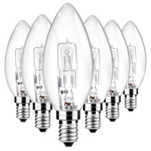 Liuyife 6 Pack E14 C35 Candle Light Bulb 42W, Dimmable, SES Small Edison Screw Bulb, Warm White 2700K 650LM, Clear Glass, C35 E14 Light Bulb for Chan