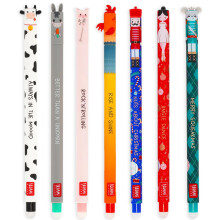 LEGAMI Set of 7 Farmyard and Nutcracker Gel Pens, Pens with Erasable Thermosensitive