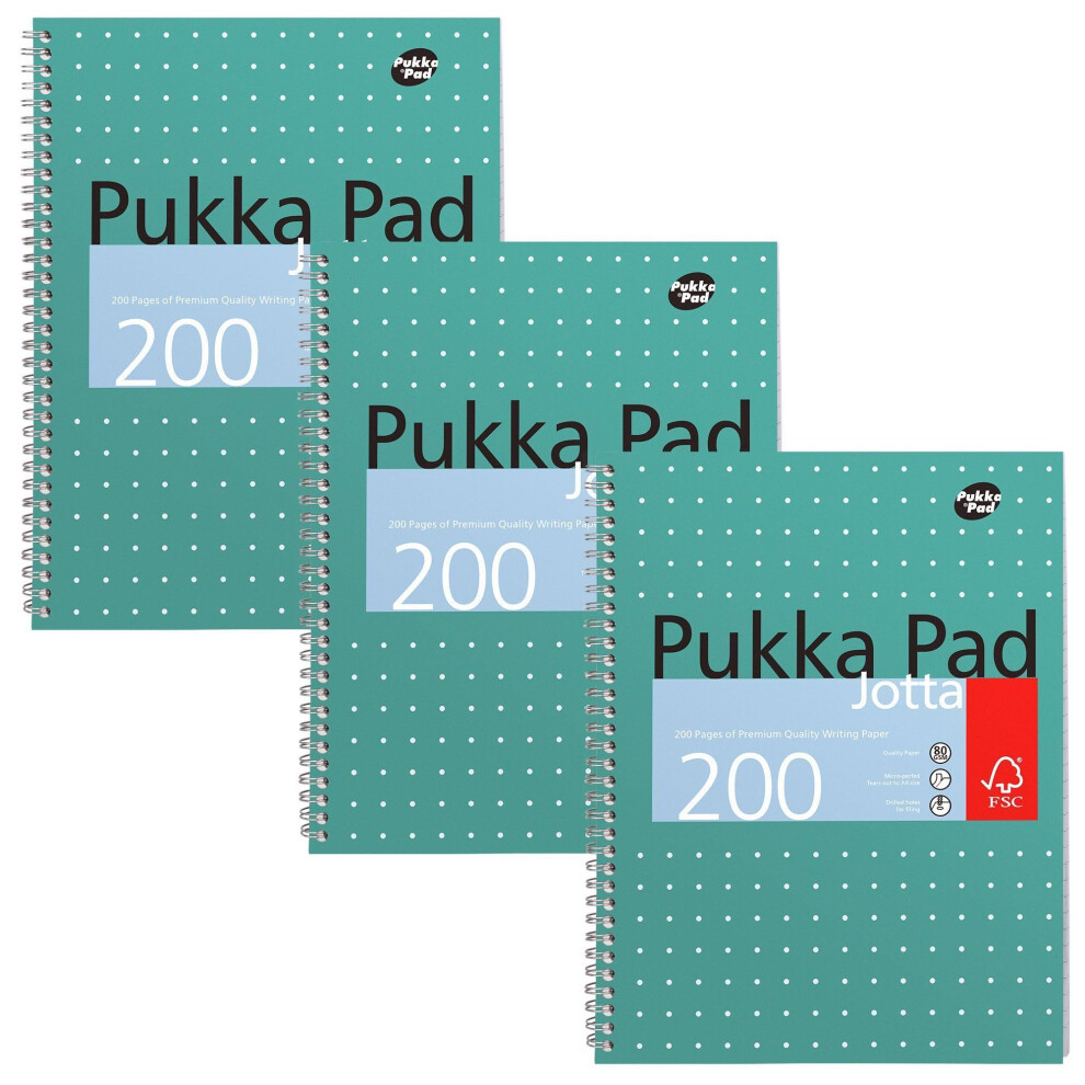 Photos - Notebook Pukka Pad , A4 Metallic Jotta Book 3 Pack – 21 x 30cm – Wirebound  with 8mm Li 