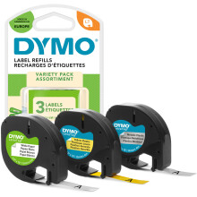DYMO LetraTag Labels Starter Pack with PaperPlastic and Metallic Labels | 12 mm x 4 m