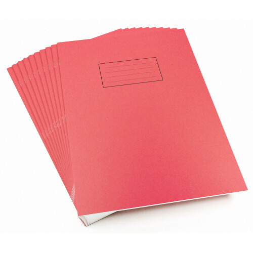 Silvine A4 Red Exercise Book, Lined With Margin - 80 Pages (Pack of 10)