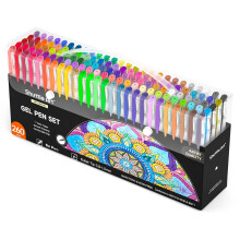 Shuttle Art Gel Pens for Colouring, 260 Pack Gel Pens Set, 130 Assorted Colours plus