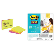 Post-it Notes 200 x 149 mm Super Sticky Note Pad, Green, Pink, Orange, Yellow, 4 pads