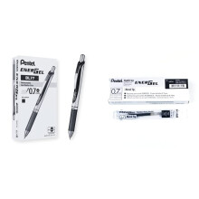 Pentel Energel XM Retractable Gel Pen with 0.7 mm Tip, Black, Pack of 12 (BL77-AO) &L