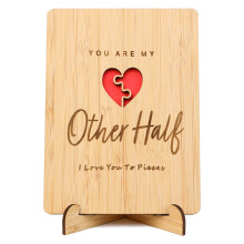 Brikabia Anniversary Card for Wife, Husband, Girlfriend, Boyfriend, Wood 5th Annivers