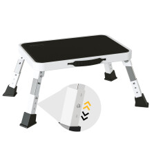 BONTEC 3-Level Height Adjustable Step Stool, Foldable with Anti-Slip Platform and Rubber Feet, Portable for Adults and Children
