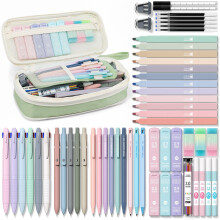 Four Candies 56 PCS Aesthetic School Supplies with Pencil Case, 6 Multicolor Pen, 12