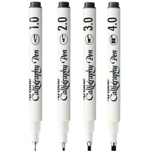 Artline Calligraphy Set – Pack of 4 Black Calligraphy Pens with Assorted Nib Sizes (1, 2, 3 & 4mm). Calligraphy Pens for Writing & Illustration. Wat