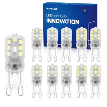 WOWLED G9 LED Light Bulb, 3W (30W Equivalent), Non-Dimmable, Cool White, Pack of 10, 220 Lumen, 6000 Kelvin, 220-240V, 360 Degree, Ideal for Chandeli