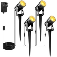 NATPOW Garden Lights Mains Powered, Landscape Spotlights with Adapter, Warm White Garden Uplighters 5V IP65 Waterproof Outdoor Spike Lighting for Lawn