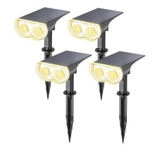 Linkind Solar Spot Lights Outdoor Garden, Warm White Solar Powered Stake Light, IP65 Waterproof Dusk Till Dawn Uplighters for Driveway Pathway, Pack
