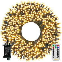 Ollny Christmas Tree Lights Outdoor, 80m 800 LED Fairy Lights Mains Powered, Warm White Waterproof String Light with Plug/Remote/Modes/Timer, Bright