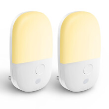 Vexloria Plug-in Night Light, Automatic Dusk to Dawn Sensor, 2700K Warm White LED for Kids' Bedroom, Hallway, Bathroom - 2-Pack