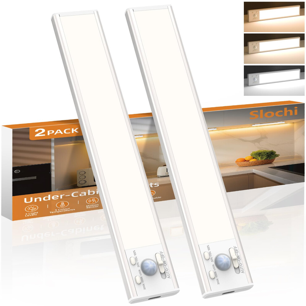 Slochi Rechargeable Under Cabinet Kitchen Lights,3-Color&Dimmable,3 Modes,Motion Sensor, Magnetic&Stick Easy Installation Led Cupboard Lights For Cou 91958273