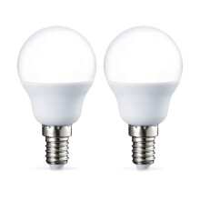Amazon Basics LED E14 Small Edison Screw Golf Ball P45 Bulb, 5.5W (Equivalent to 40W), Warm White, Non Dimmable - Pack of 2