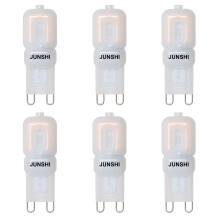 JUNSHI G9 LED Bulb,2.5W to 20W,3000K Warm White,210 Lumens,AC220-240V LED Light Bulb,Pack of 6