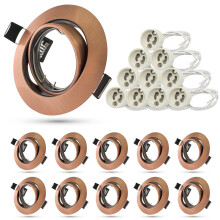 Allesgute 10x GU10 Downlights for Ceiling Round Antique Copper Finish Metal Frame for Recessed Ceiling Lights 360 Tilt Swivel Spotlights Fitting 240