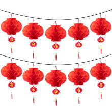 Chinese Lanterns, Red, 9" x 22.9cm, Plastic, Waterproof, Traditional Hanging Decorations for Spring Festival, New Year, Wedding, Birthday