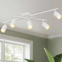 LVWIT Ceiling Lights,Ceiling Spotlights,Industrial 5 Way Kitchen Lights Ceiling,Adjustable GU10 White Ceiling Spot Lights,Indoor Spot Light for Livin
