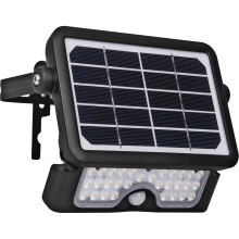 Luceco Solar Powered LED Outdoor Floodlight with PIR Motion Sensor, Security Light, Exterior Lighting, Angular Design, Adjustable, Guardian, Black, I