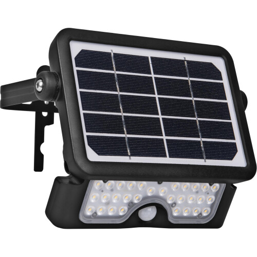 Luceco Luceco Solar Powered LED Outdoor Floodlight with PIR Motion Sensor, Security Light, Exterior Lighting, Angular Design, Adjustable, Guardian, Black, I