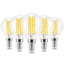 TopLeder E14 LED Light Bulb, G45 Golf Ball Small Edison Screw Bulb, 4W (Equivalent to 40W) 470LM, Warm White 2700K, Non-Dimmable, Mini Globe Clear LE
