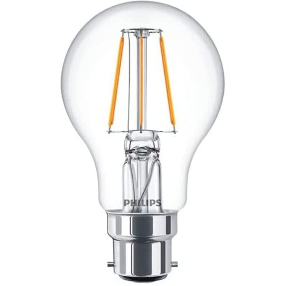 Philips Led Premium Classic A60 Clear Bulb [B22 Bayonet Cap] 40W, Warm 2700K, Non Dimmable Light/White