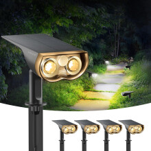 Linkind Solar Lights Outdoor,Motion Sensor Solar Security Lights, IP67 Waterproof, 6500K&3000K Warm White Solar Powered Spot Lights for Garden Fence Y