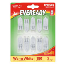 Eveready G9 Capsule Halogen Light Bulb, 25W, 240lm, 2800K Warm White, Dimmable, 300 Degree Oven Tolerant, for Chandeliers, Ovens, and Lamps, Pack of