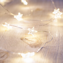 Lights4fun Christmas Star Fairy String Lights with 40 Micro Warm White LEDs on Silver Wire Battery Operated Timer 3.9m