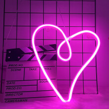 ENUOLI Heart Neon Signs LED Light Sign Wall Decoration USB Charging/Battery Powered Neon Night Light Pink Heart Neon Signs for Children Bedroom Valen