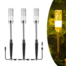 ECOWHO Garden Path Lamps 3 Packs with 3m Wiring Cable Spike Lights Without Adapter, Only Extension Landscape Lights Warm White Pathway Lighting (No P