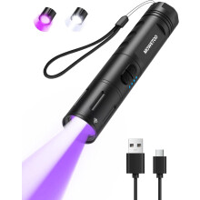 MOWETOO Type-c Rechargeable Torch,2 in 1 UV Torch with 6Modes,Black Light 395nm,Waterproof,Adjustable Focus,Super Bright LED,for Camping, Hiking,Pet