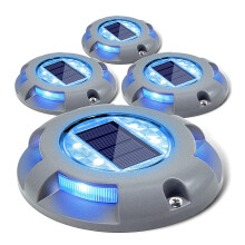 Siedinlar Solar Deck Lights Outdoor Waterproof Ground Light Solar Lights Outdoor Garden for Pathway Driveway Step Dock 4 Pack (Blue)