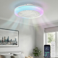 Smart RGB Ceiling Fans with Lights,APP & Remote Control,3 CCT + 7 Colo