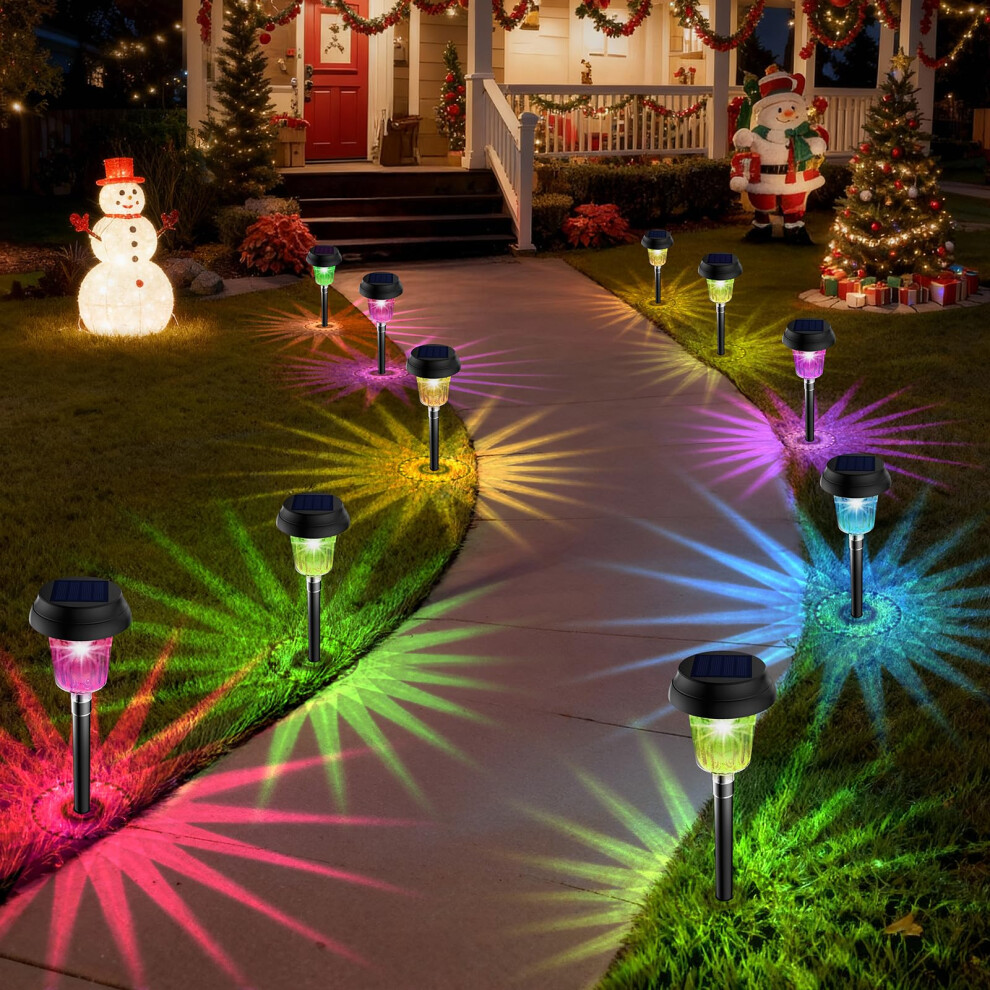 Tecknet Solar Lights Outdoor Garden, Solar Powered Stake Lights With W