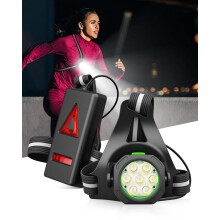 Running Lights for Runners, 7 Lamp Strong Light Running Torch Beads, Max 12H Run Time, 90 Adjustable Angle 3 Lights Modes Waterproof Chest Light for