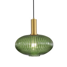 HJXDtech Green Glass Pendant Light, Vintage Island Pendant Light Fixture in Gold Finish