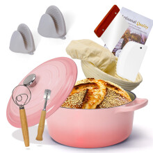 Enameled Cast Iron Dutch Oven with Proofing Basket NonStick Ovenproof
