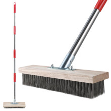 Mitclear Heavy Duty Wire Broom with Telescopic Handle(57IN), Stiff Metal Bristle Brush for Removing Weed Moss Algae, Outdoor Floor Scrub Brush for Pa