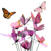 QACUU 10pcs Pink Butterfly Stakes, Garden Ornaments Outdoor for Flower Pots, Plants and Yard, Butterfly Garden Stakes for Patio or Lawn, Fairy Garden
