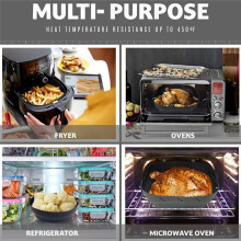 Air Fryer Silicone Shape Basket Tray Set Square Air Fryer Grill Accessories Reusable Air Fryer Mold Black