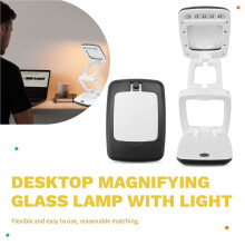 Lighted Desk Magnifying Glass Lamp with Light Stand Led Portable Pocket Magnifier Visor Folding 3X for Reading, Hobby
