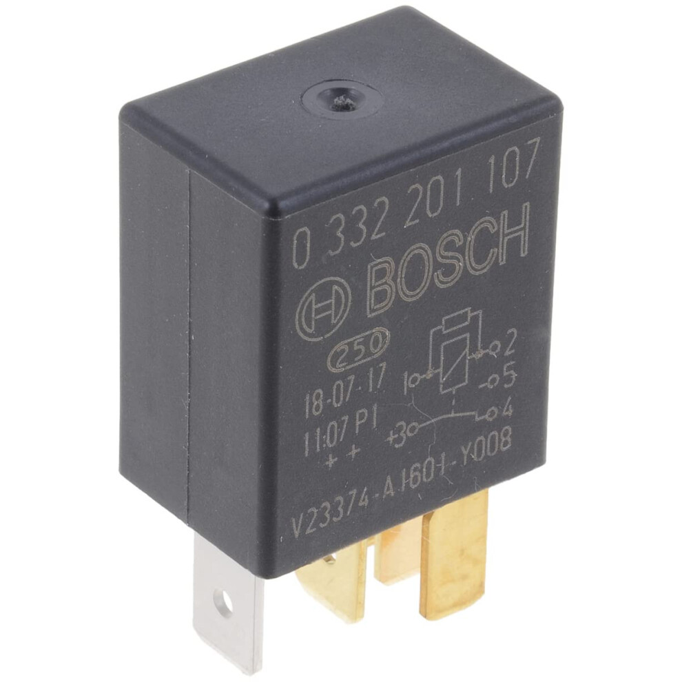 Bosch 0332201107 Micro Relay 12V 30A, Ip5k4, Operating Temperature From -40 Degree To 100 Degree C, 5 Pin Relay
