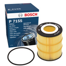 Bosch P7155 Car Oil Filter - Separates Soot and Metal Particles from Engine Oil - Provides Reliable Engine Lubrication