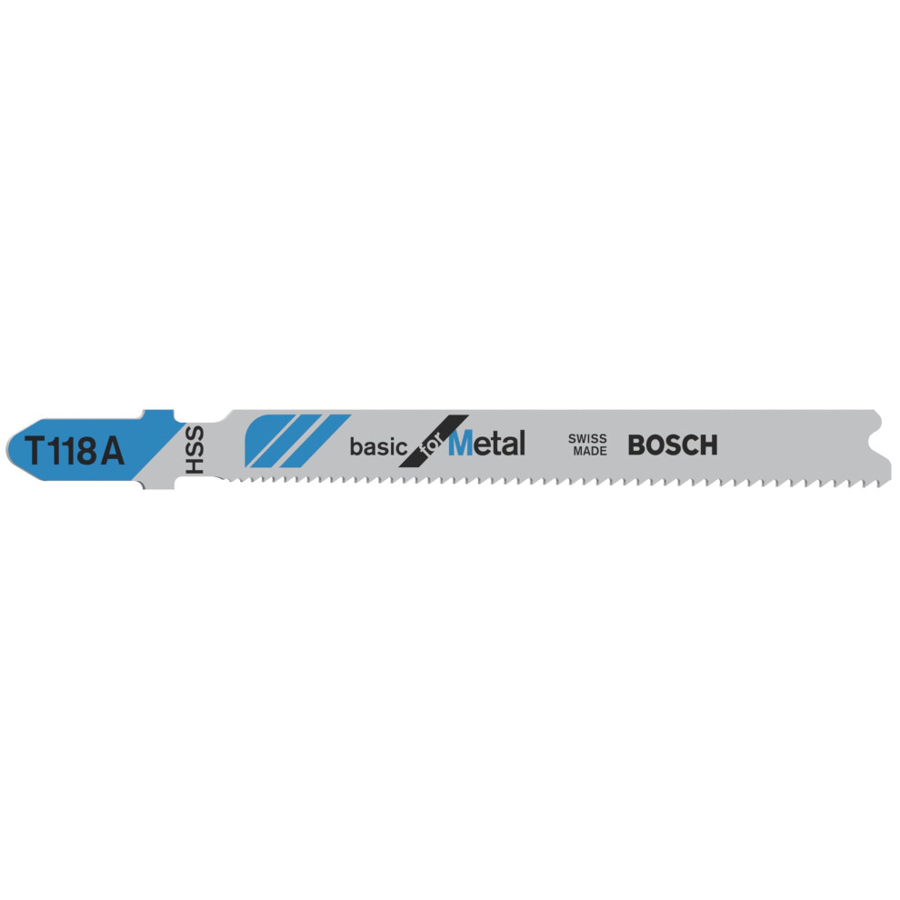 Bosch 5X T 118 A Basic For Metal Jigsaw Blade (For Steel Sheets, Steel Sheets, Length 92 Mm, Professional Accessory Jigsaw)