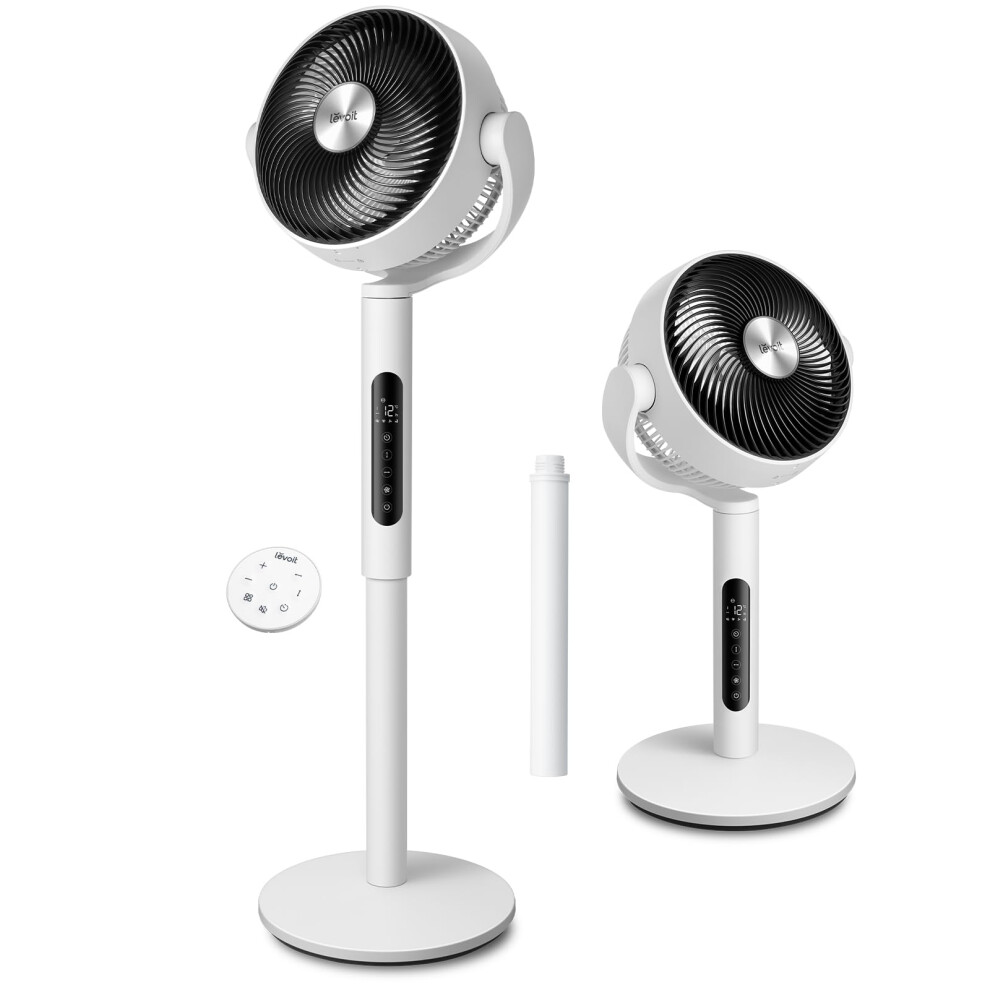 Levoit 20Db Quiet Pedestal Fans For Bedroom, 1451Cfm Powerful Air Circulator Fan With Remote, 90+120 Oscillating, 12 Speeds, 4 Modes, 12H Timer, A