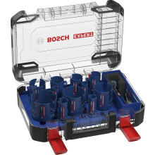 Bosch 15x Expert Construction Material PC Plus Universal Hole Saw Set (for Softwood, Chipboard, Ø 20-76 mm, Professional Accessory