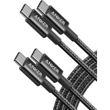 Anker USB C to USB C Charger Cable, New Nylon (6 ft, 2-Pack), 60W (3A)